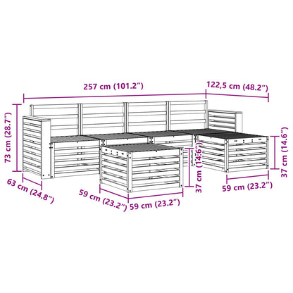 Outdoor Sofa Set 6 pcs White 59 x 59 x 37 cm Solid Acacia Wood