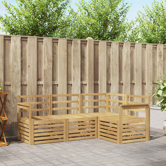 Outdoor Sofa Set 4 pcs White Solid Acacia Wood