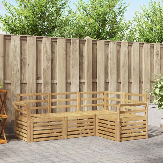 Outdoor Sofa Set 4 pcs White Solid Acacia Wood