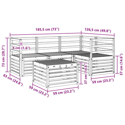 Outdoor Sofa Set 5 pcs White 59 x 59 x 37 cm Solid Acacia Wood