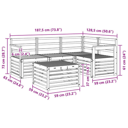 Outdoor Sofa Set 5 pcs White 59 x 59 x 37 cm Solid Acacia Wood