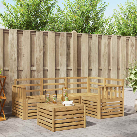 Outdoor Sofa Set 5 pcs White Solid Acacia Wood