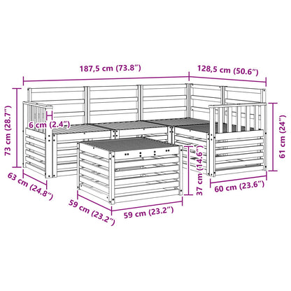 Outdoor Sofa Set 5 pcs White 59 x 59 x 37 cm Solid Acacia Wood