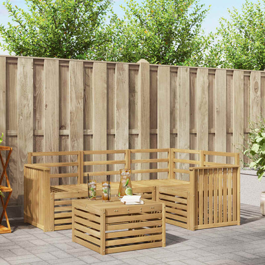 Outdoor Sofa Set 5 pcs White Solid Acacia Wood