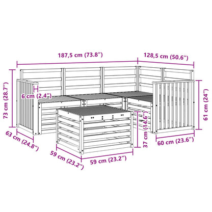 Outdoor Sofa Set 5 pcs White 59 x 59 x 37 cm Solid Acacia Wood