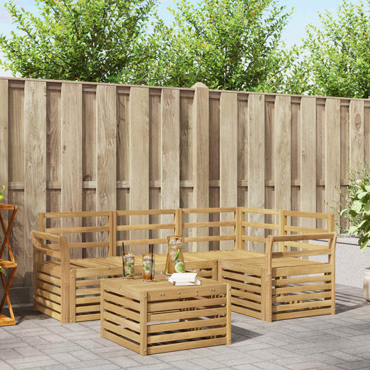 Outdoor Sofa Set 5 pcs White Solid Acacia Wood