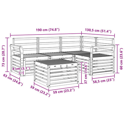 Outdoor Sofa Set 5 pcs White 59 x 59 x 37 cm Solid Acacia Wood
