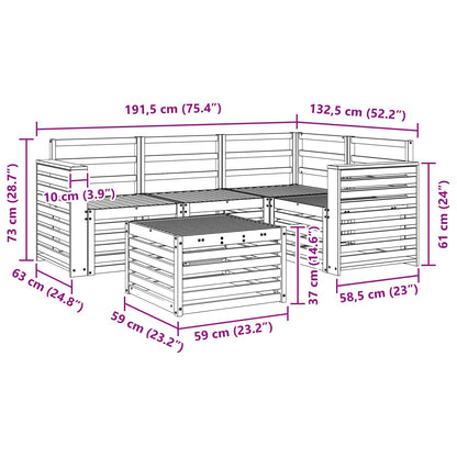 Outdoor Sofa Set 5 pcs White 59 x 59 x 37 cm Solid Acacia Wood