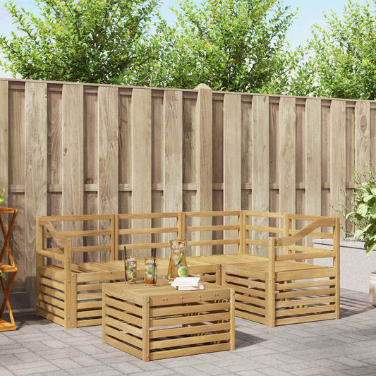 Outdoor Sofa Set 5 pcs White Solid Acacia Wood