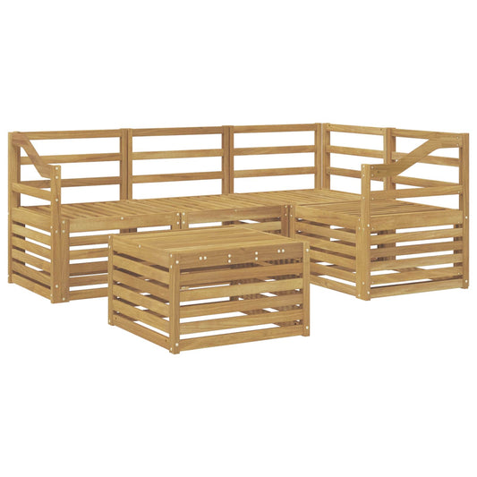 Outdoor Sofa Set 5 pcs White Solid Acacia Wood