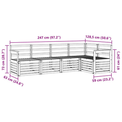 Outdoor Sofa Set 5 pcs White 247 x 128.5 x 73 cm
