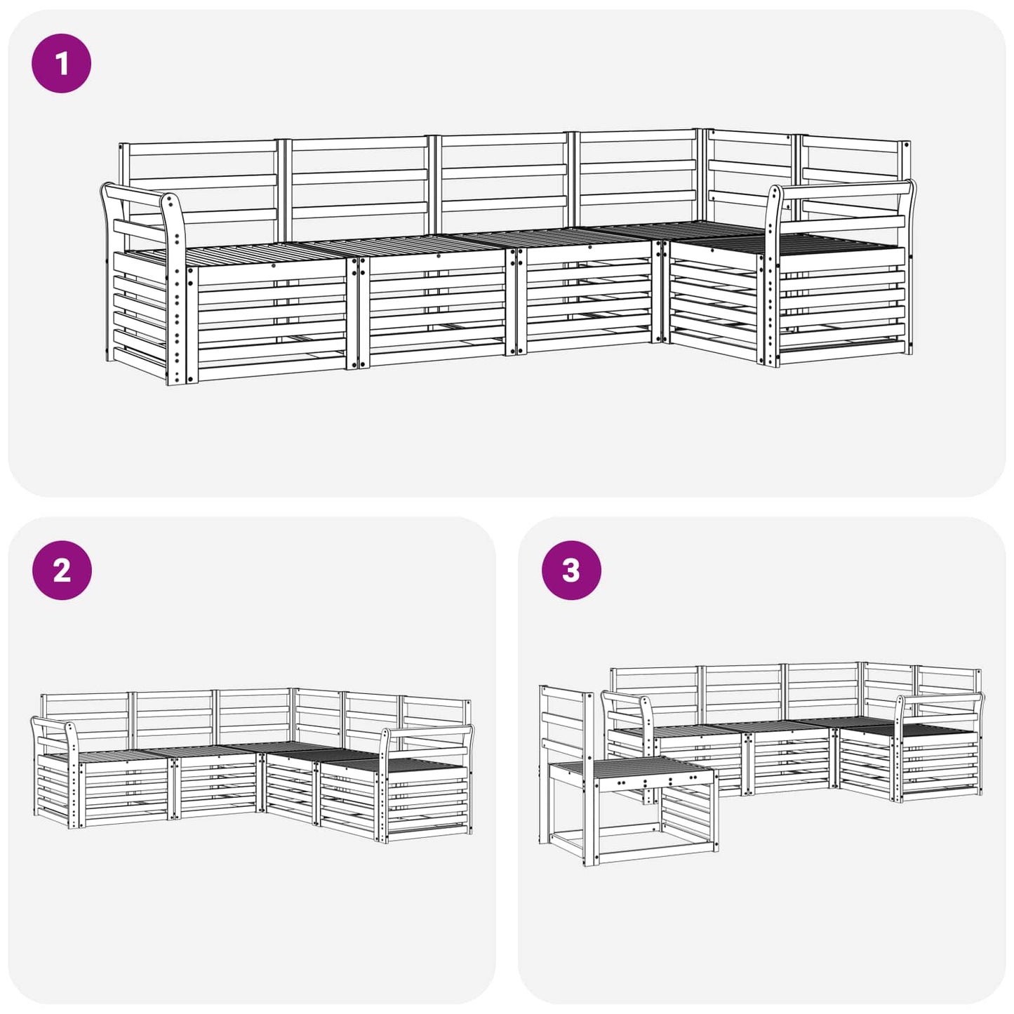 Outdoor Sofa Set 5 pcs White 249 x 130.5 x 73 cm