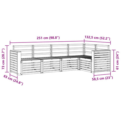 Outdoor Sofa Set 5 pcs White 251 x 132.5 x 73 cm