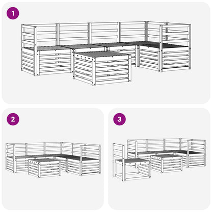 Outdoor Sofa Set 6 pcs White 59 x 59 x 37 cm Solid Acacia Wood