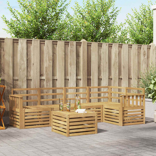 Outdoor Sofa Set 6 pcs White Solid Acacia Wood