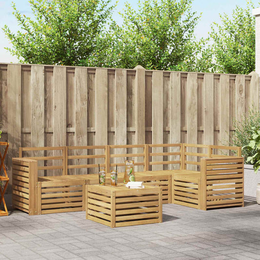 Outdoor Sofa Set 6 pcs White Solid Acacia Wood