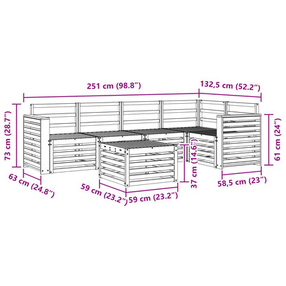 Outdoor Sofa Set 6 pcs White 59 x 59 x 37 cm Solid Acacia Wood