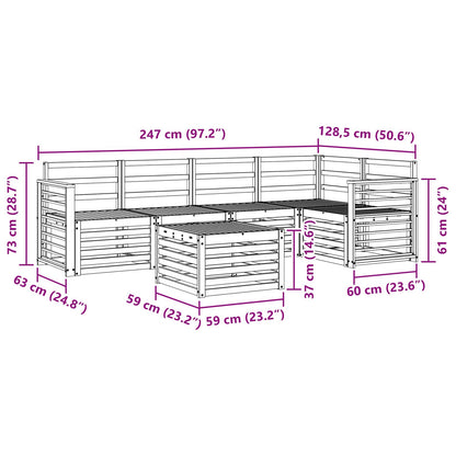 Outdoor Sofa Set 6 pcs White 59 x 59 x 37 cm Solid Acacia Wood