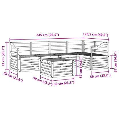 Outdoor Sofa Set 6 pcs White 59 x 59 x 37 cm Solid Acacia Wood