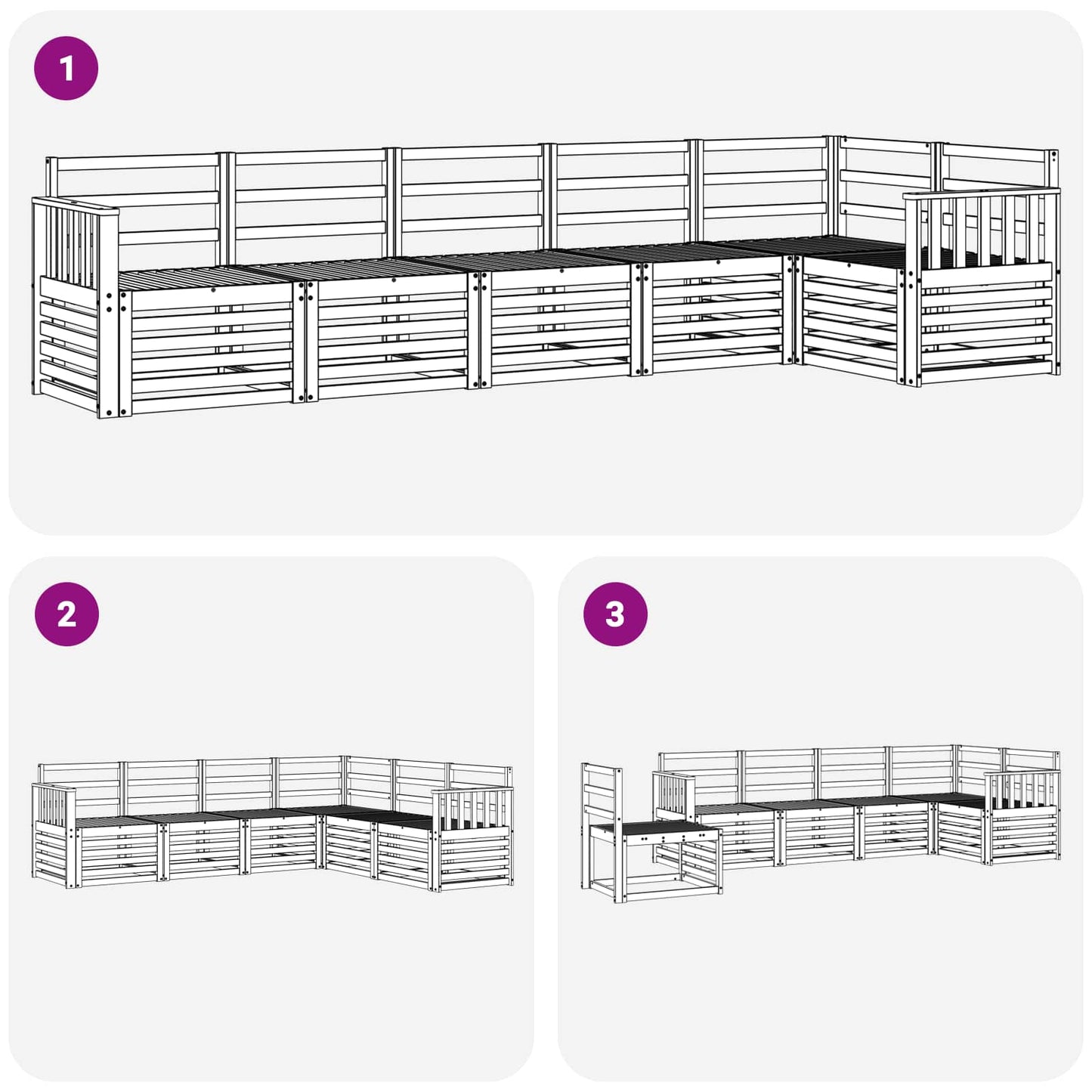 Outdoor Sofa Set 6 pcs White 306 x 128.5 x 73 cm