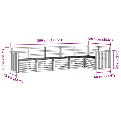 Outdoor Sofa Set 6 pcs White 306 x 128.5 x 73 cm