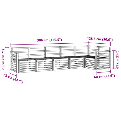 Outdoor Sofa Set 6 pcs White 306 x 128.5 x 73 cm