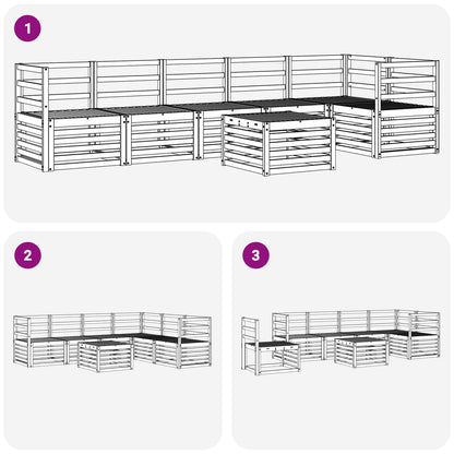 Outdoor Sofa Set 7 pcs White 59 x 59 x 37 cm Solid Acacia Wood