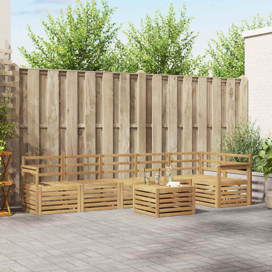 Outdoor Sofa Set 7 pcs White Solid Acacia Wood