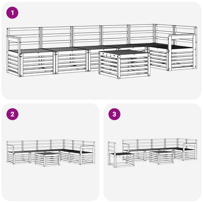 Outdoor Sofa Set 7 pcs White 59 x 59 x 37 cm Solid Acacia Wood