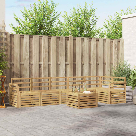 Outdoor Sofa Set 7 pcs White Solid Acacia Wood