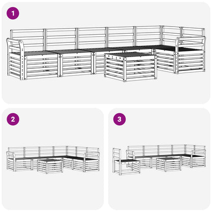 Outdoor Sofa Set 7 pcs White 59 x 59 x 37 cm Solid Acacia Wood