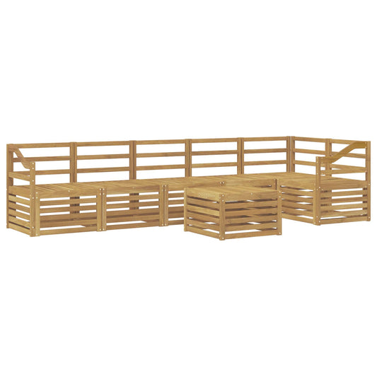 Outdoor Sofa Set 7 pcs White Solid Acacia Wood