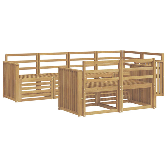 Outdoor Sofa Set 7 pcs White Solid Acacia Wood