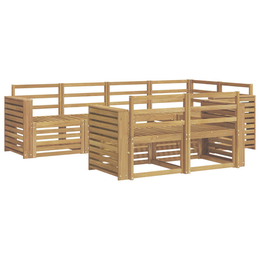 Outdoor Sofa Set 7 pcs White Solid Acacia Wood