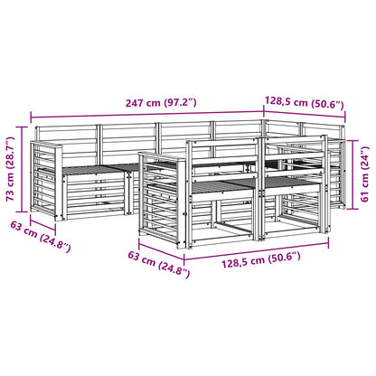 Outdoor Sofa Set 7 pcs White 247 x 128.5 x 73 cm