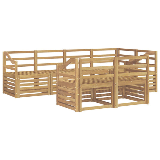 Outdoor Sofa Set 7 pcs White Solid Acacia Wood