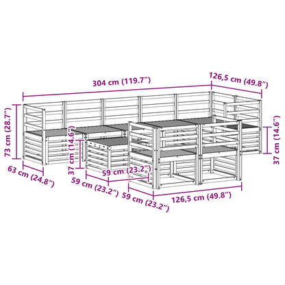 Outdoor Sofa Set 9 pcs White 59 x 59 x 37 cm Solid Acacia Wood