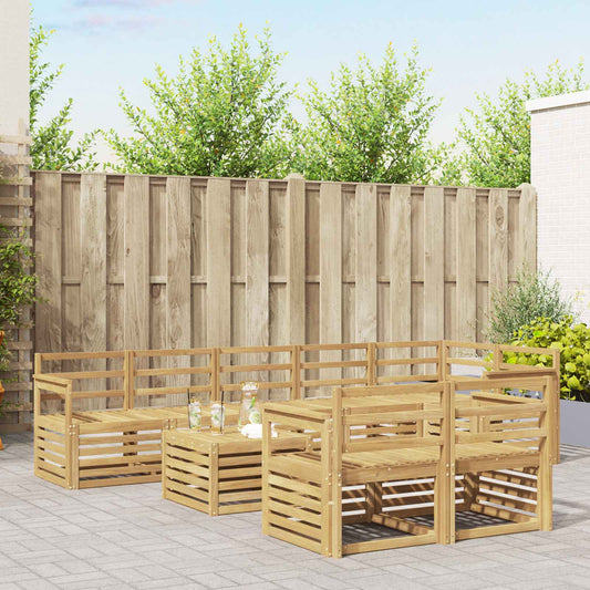 Outdoor Sofa Set 9 pcs White Solid Acacia Wood