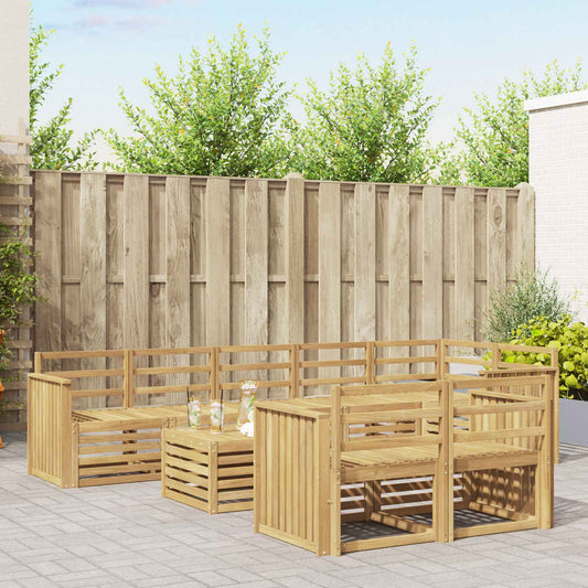 Outdoor Sofa Set 9 pcs White Solid Acacia Wood