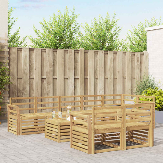 Outdoor Sofa Set 9 pcs White Solid Acacia Wood