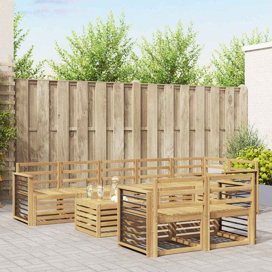Outdoor Sofa Set 9 pcs White Solid Acacia Wood