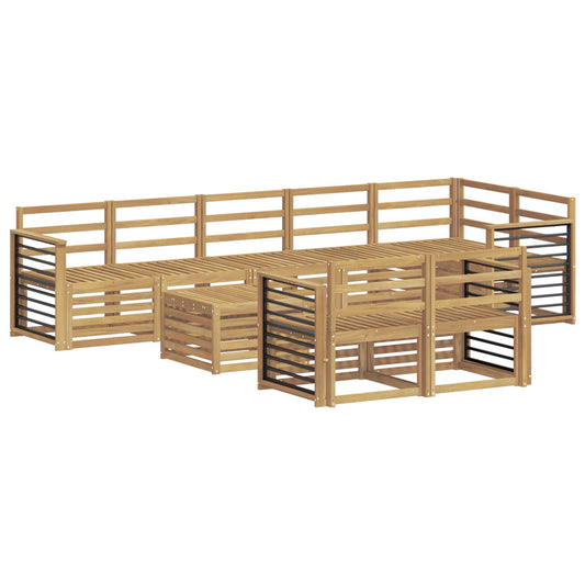 Outdoor Sofa Set 9 pcs White Solid Acacia Wood