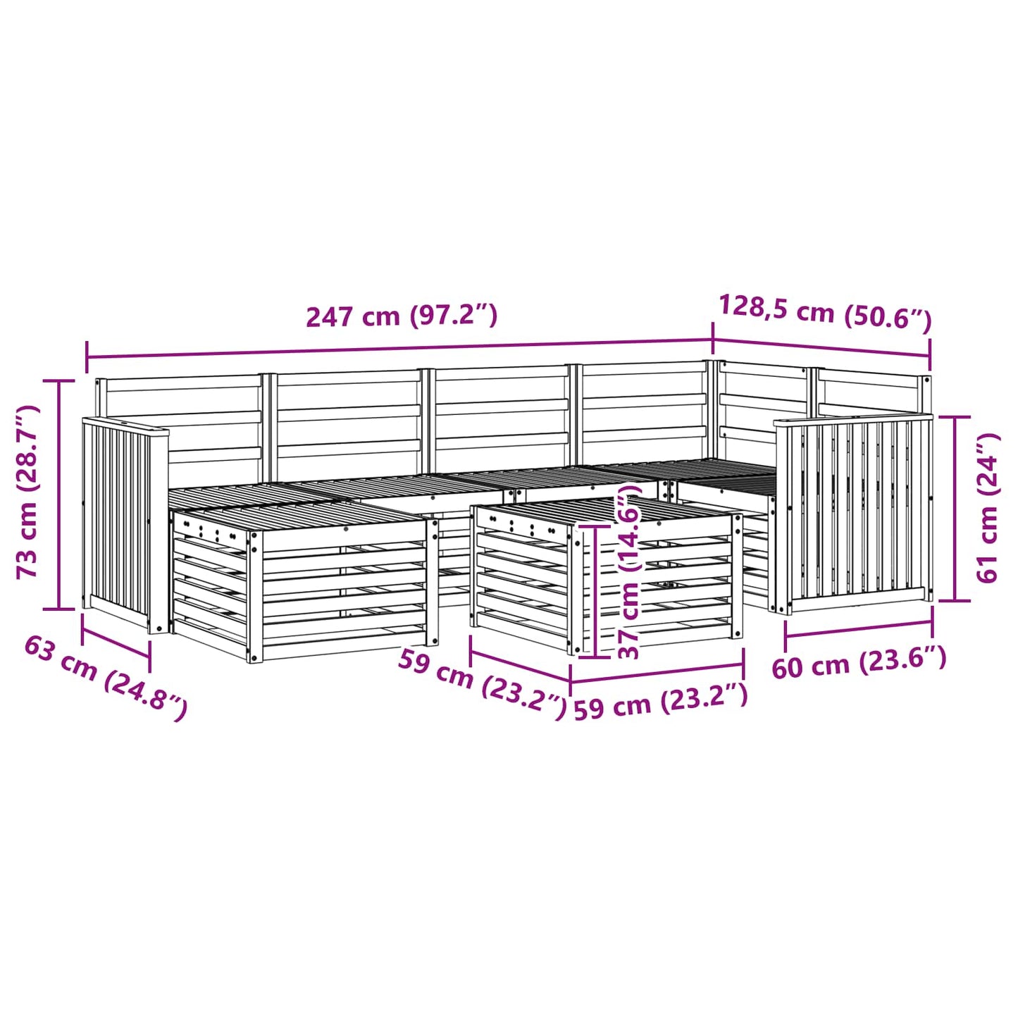 Outdoor Sofa Set 7 pcs White Polyester