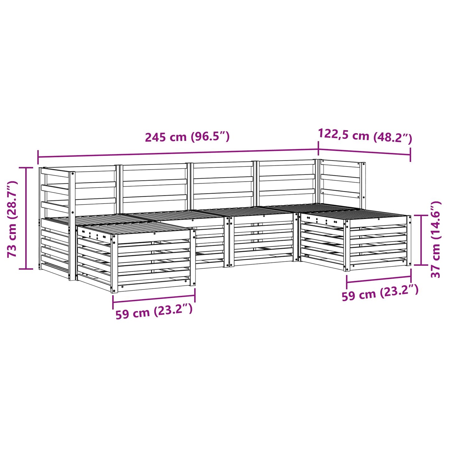 Sofa Sets 6 pcs White Solid Acacia Wood