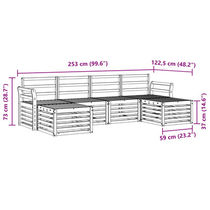 Outdoor Sofa Set 6 pcs White 253 x 122.5 x 73 cm