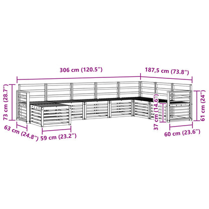 Outdoor Sofa Set 8 pcs White 306 x 187.5 x 73 cm