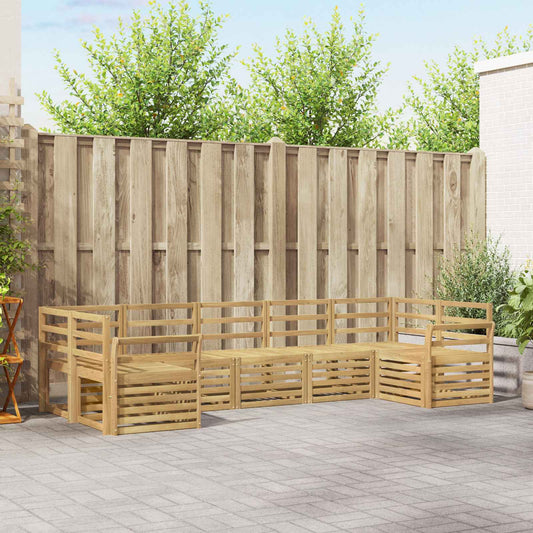 Outdoor Sofa Set 7 pcs White Solid Acacia Wood