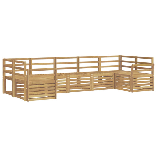 Outdoor Sofa Set 7 pcs White Solid Acacia Wood