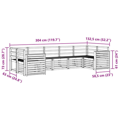Outdoor Sofa Set 7 pcs White 304 x 132.5 x 73 cm