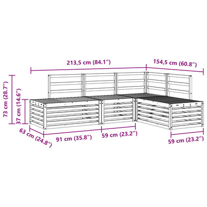 Outdoor Sofa Set 4 Piece White Solid Acacia Wood